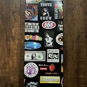 Supreme Black Scarf with Multicolor Sticker Collage